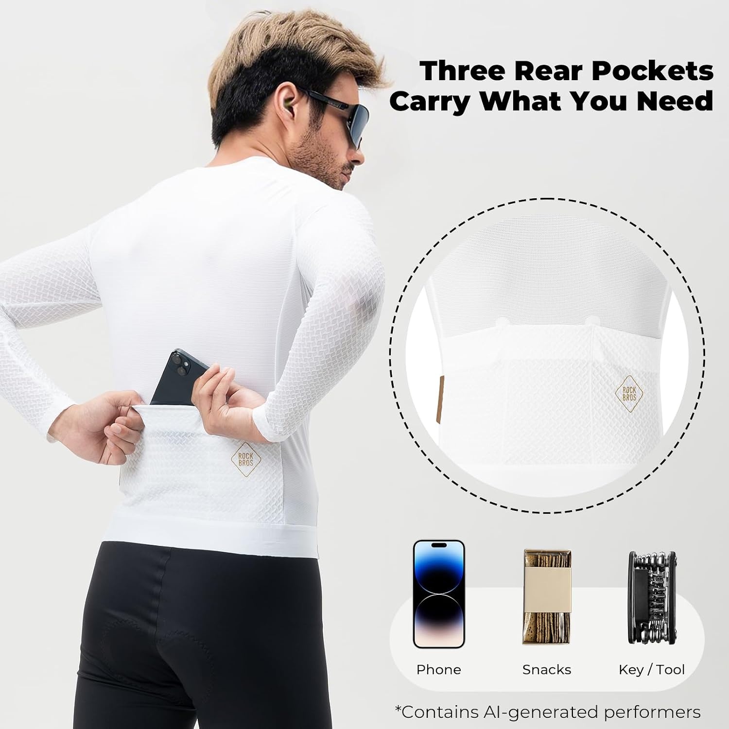 image:imageROCKBROS Mens Cycling Jersey Long Sleeve Mesh Bike Shirt for MTBRoad RaceWhite