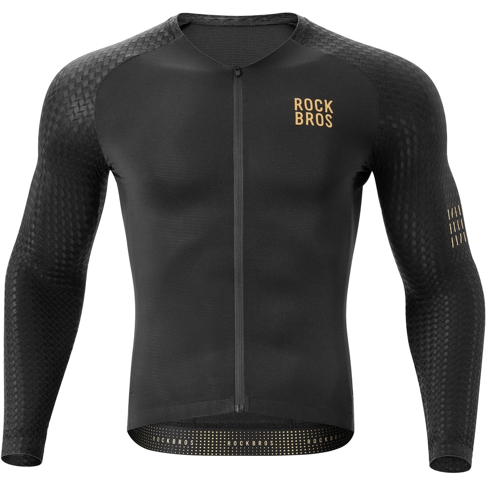 image:imageROCKBROS Mens Cycling Jersey Long Sleeve Mesh Bike Shirt for MTBRoad RaceBlack