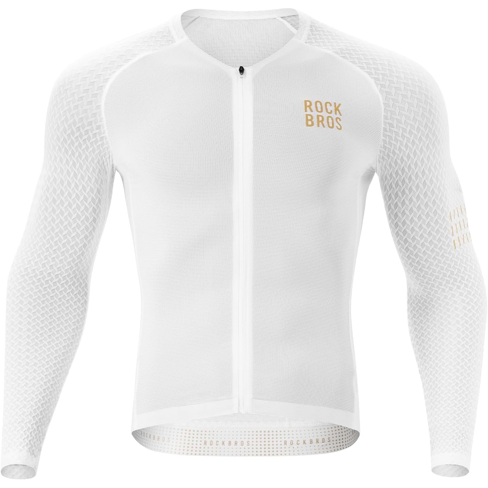 image:imageROCKBROS Mens Cycling Jersey Long Sleeve Mesh Bike Shirt for MTBRoad RaceWhite