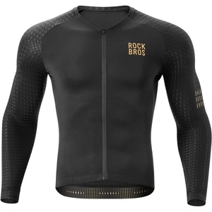 ROCKBROS Men’s Cycling Jersey Long Sleeve Mesh Bike Shirt for MTB/Road Race(Black)