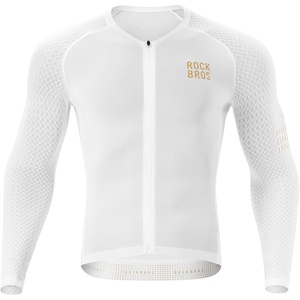 ROCKBROS Men’s Cycling Jersey Long Sleeve Mesh Bike Shirt for MTB/Road Race(White)