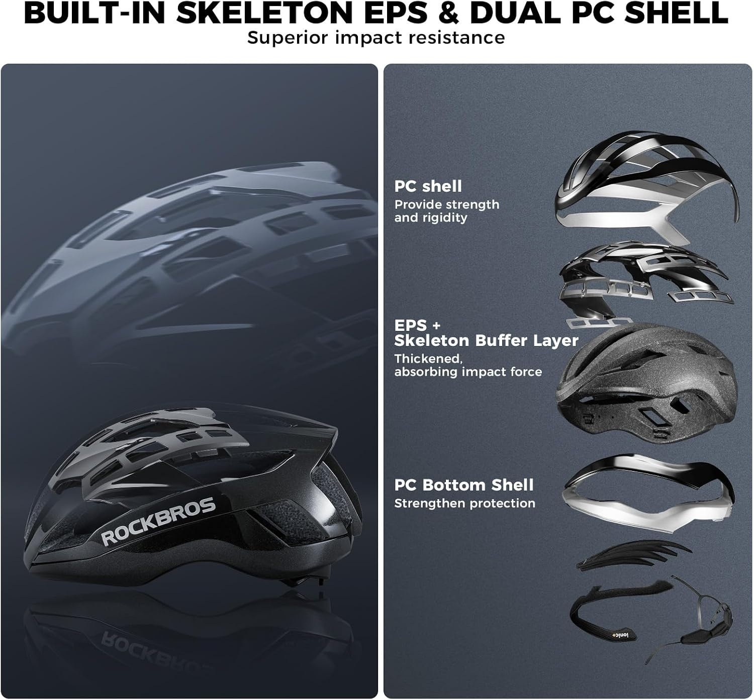 image:imageROCKBROS Bike Helmet Magnetic Buckle Integrated Keel Structure HelmetChameleon Blue