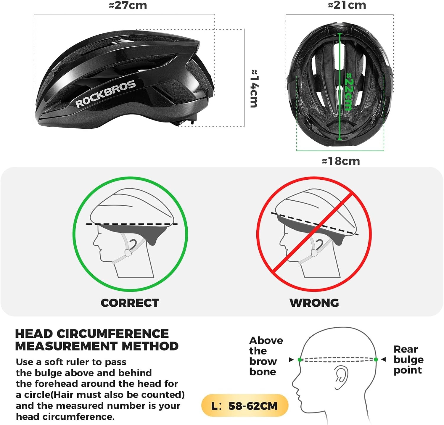 image:imageROCKBROS Bike Helmet Magnetic Buckle Integrated Keel Structure HelmetGlossy White