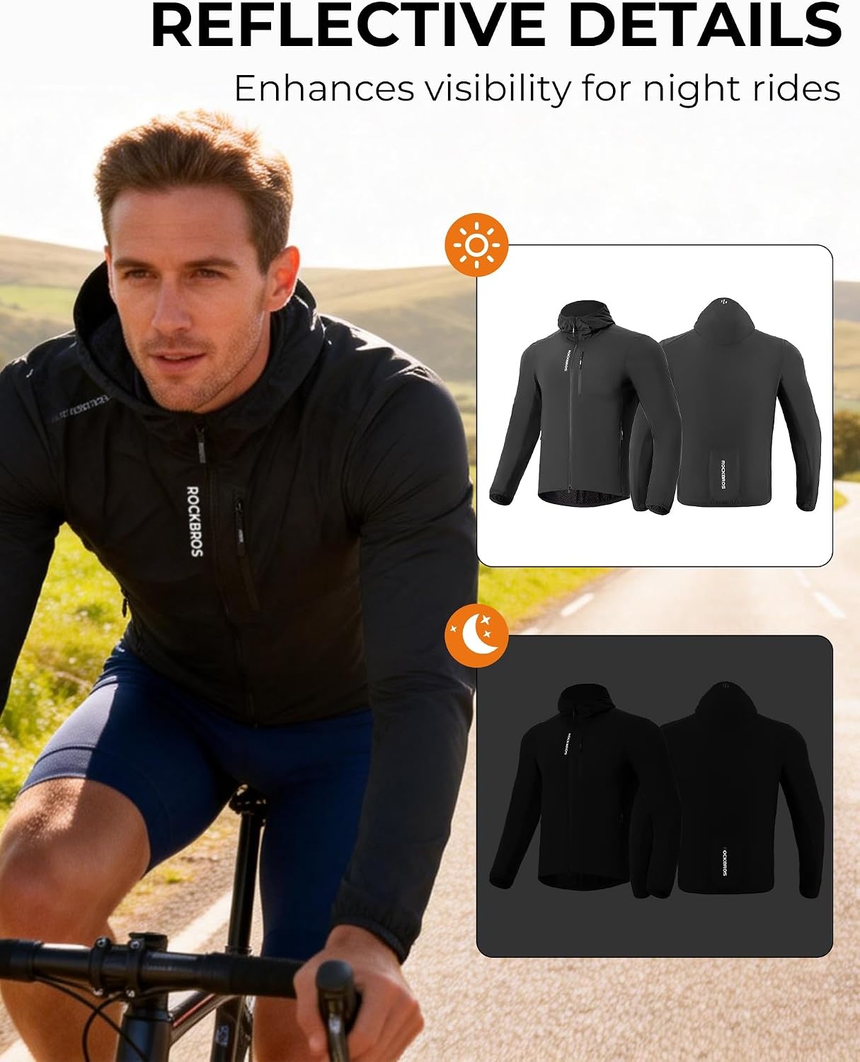 image:imageROCKBROS Mens Winter Cycling Jacket Windproof Thermal Fleece Bike Coat