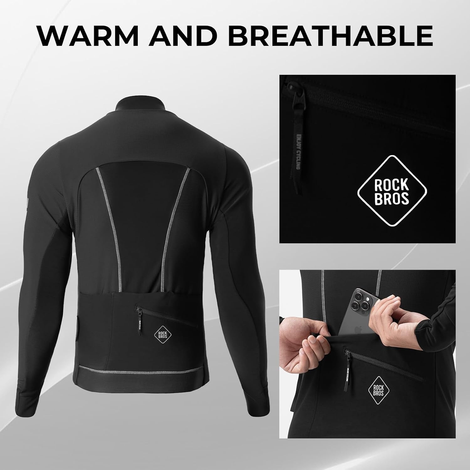 image:imageROCKBROS Mens Winter Cycling Jacket Windproof Thermal Softshell Bike Coat
