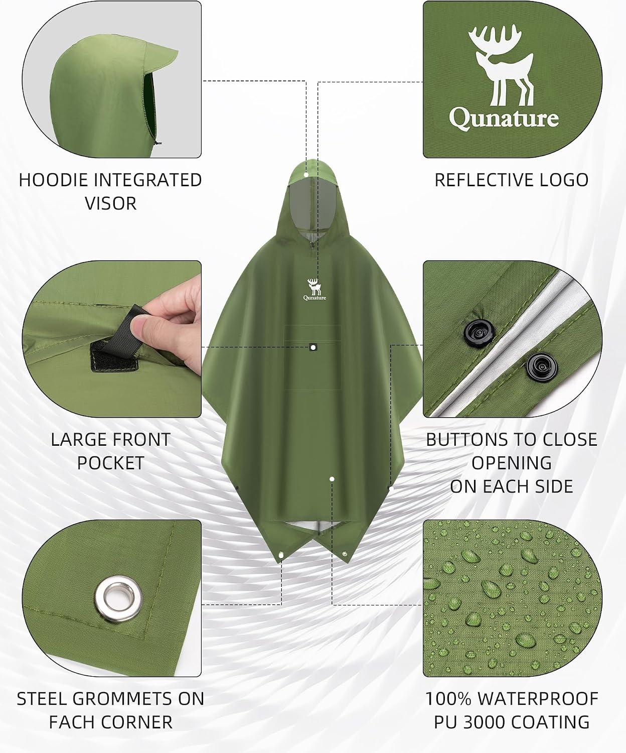 image:imageRain Poncho with Pocket 3000mm Waterproof