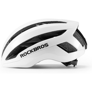 ROCKBROS Bike Helmet Magnetic Buckle, Integrated Keel Structure Helmet(Glossy White)