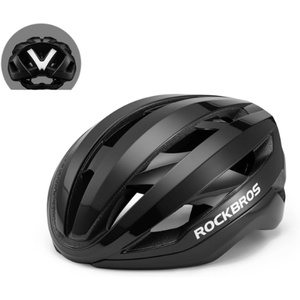 ROCKBROS Bike Helmet Magnetic Buckle, Integrated Keel Structure Helmet(Reflective Glossy Black)