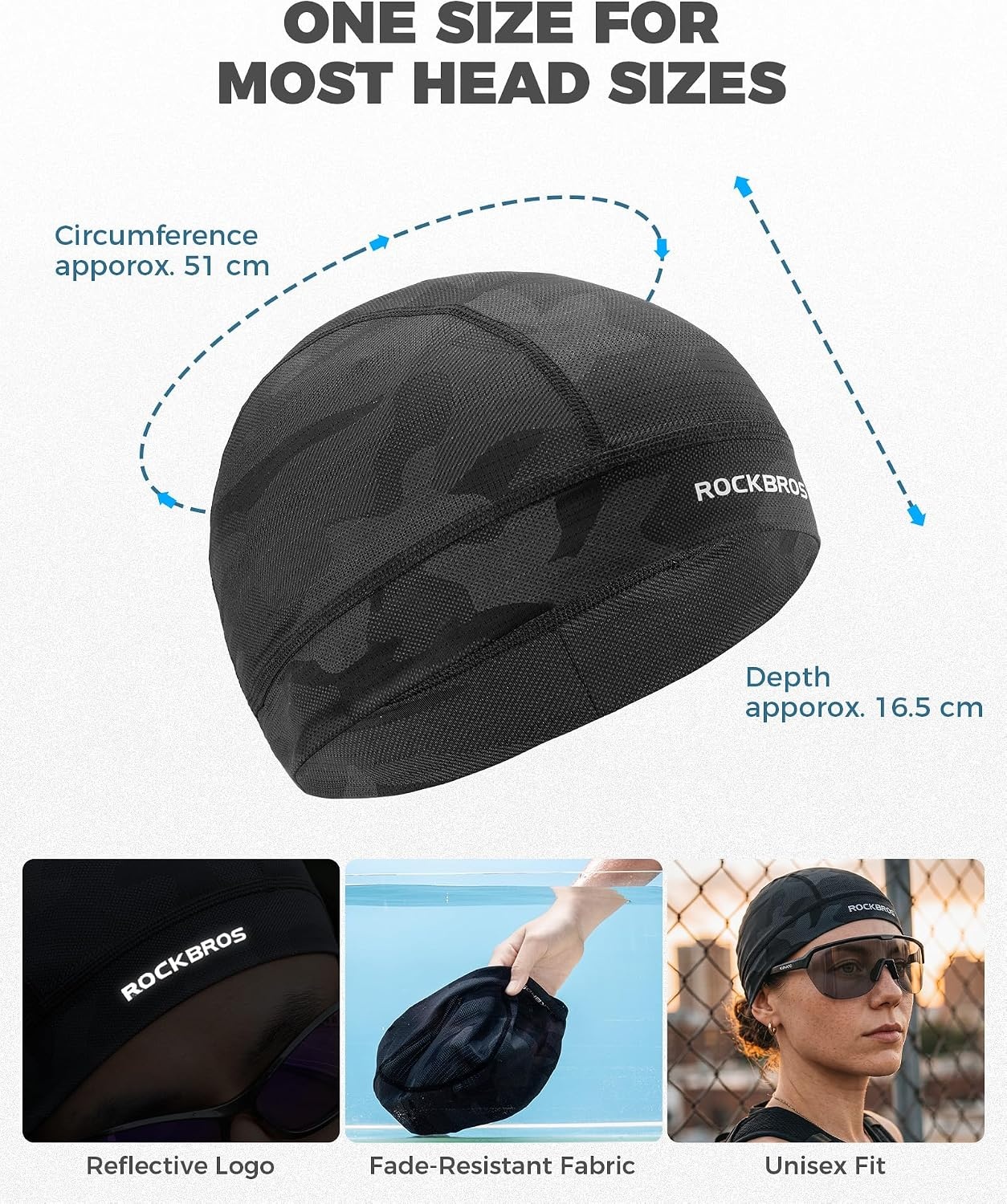 image:imageROCKBROS HelmetHard Hat Liner Sports Mesh Skull Cap MoistureWickingBlue2