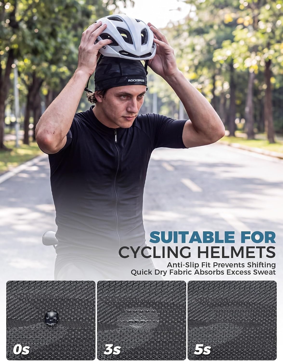 image:imageROCKBROS HelmetHard Hat Liner Sports Mesh Skull Cap MoistureWickingBlue3