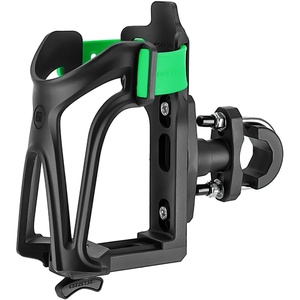 ROCKBROS Motorcycle Cup Holder Bike Water Bottle Holder for 2.3”-3″ Diameter Adjustable Bottles Size with 360°Rotatable Base, Bicycle Drink Cage for Handlebar Frame with Screw Tool(Black Green)