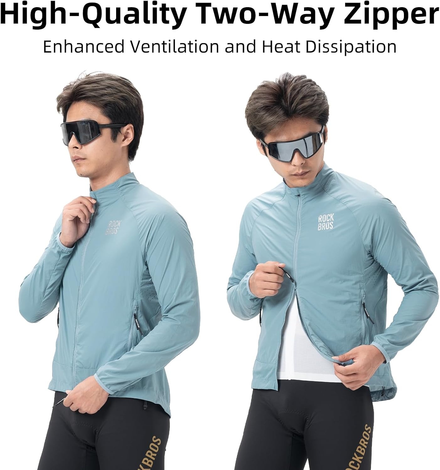 image:imageROCKBROS Cycling Jackets for Men Cooling Breathable Lightweight Running MTBHarbor Blue