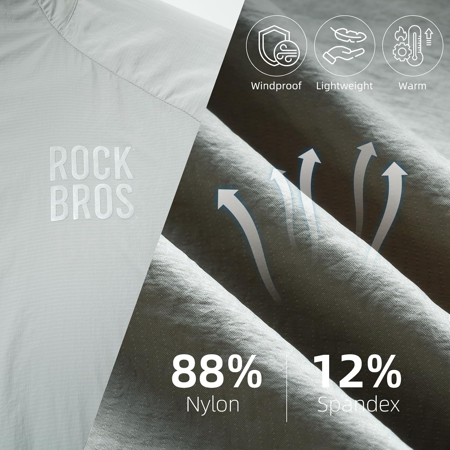 image:imageROCKBROS Cycling Jackets for Men Cooling Breathable Lightweight Running MTBLime White