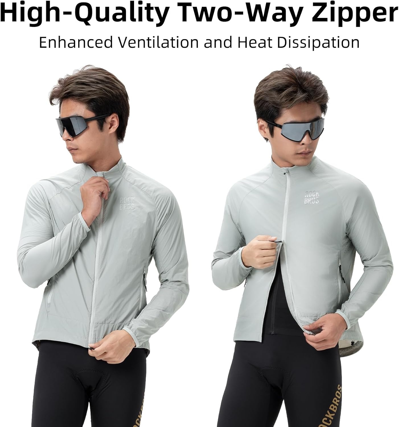 image:imageROCKBROS Cycling Jackets for Men Cooling Breathable Lightweight Running MTBLime White