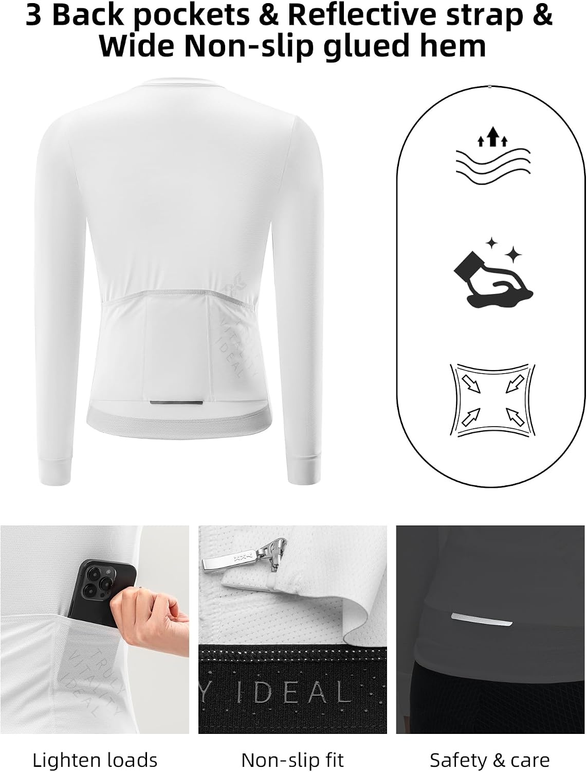 image:imageROCKBROS Women Cycling Jersey Breathable Quick Dry 3 Pockets Running Hiking
