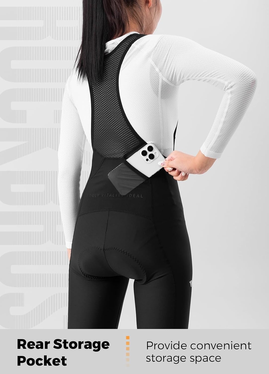 image:imageROCKBROS Womens Thermal Bike Bibs Padded Fleece Lined Winter Tights
